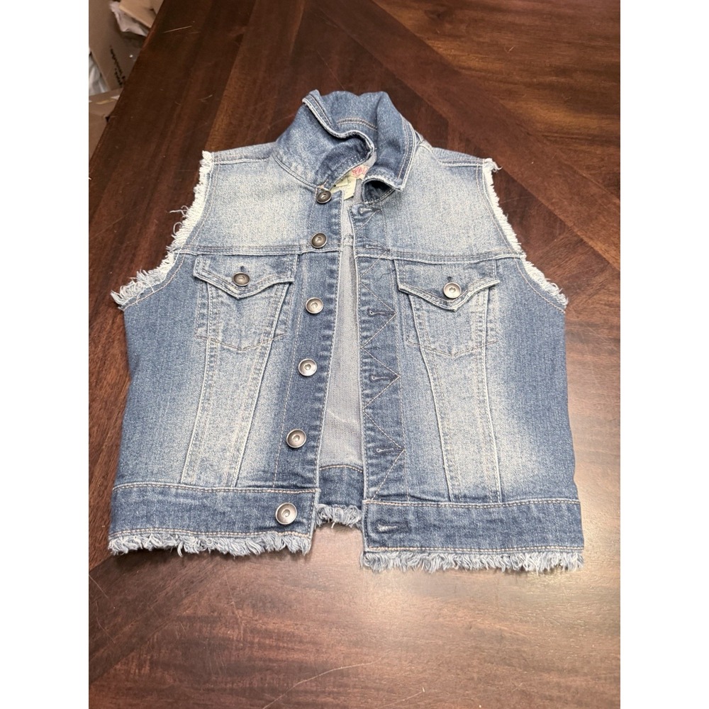 Paris Blues Denim Vest Small fringe rodeo Cowgirl Boho vintage Y2K